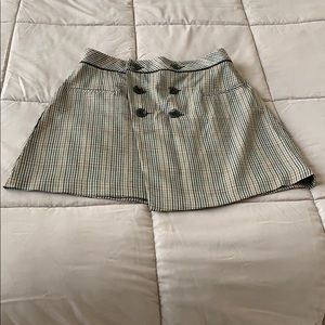 Plaid Skirt with Buttons